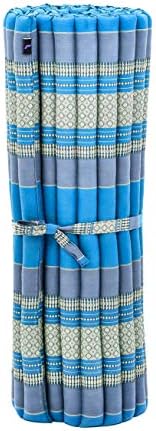 Leewadee - Foldable Floor Mattress - Japanese Roll Up Futon -Trifold Tatami Mat- Guest Floor Bed - Camping Mattress - Thai Massage Mat, Kapok Filled, 75 x 39 inches, Light Blue - Image 4