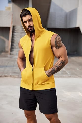 COOFANDY Men's Workout Hooded Tank Tops 2 Pack Zip Up Sleeveless Gym Shirts Muscle Cut Off T Shirt Bodybuilding Hoodies - Image 3