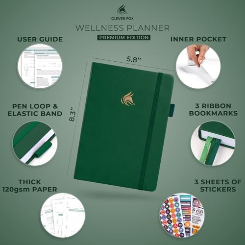 Clever Fox Wellness Planner & Food Journal for Weight Loss, A5 Forest Green - Image 2