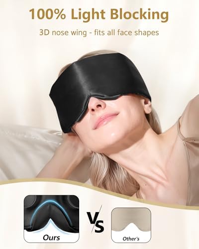 BeeVines Luxury Pure 100% 22 Momme Silk Sleep Mask, 3D Countoured Eye Mask - Image 4