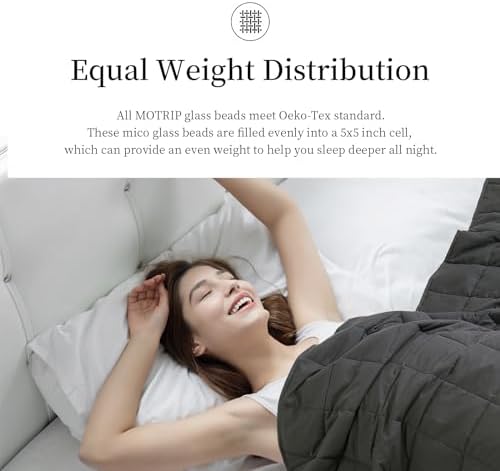 MOTRIP Adults Weighted Blanket 15 Pounds Queen Size, Cooling Blanket for Hot Sleepers, Machine Washable Soft Bed Blanket with Premium Glass Bead, 60''x80'' 15lbs Graphite Grey - Image 5