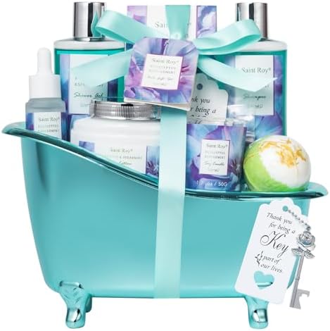 Bath and Body Basket Set, EUCALYPTUS & Mint Spa Gift Basket for Women by SaintRoy