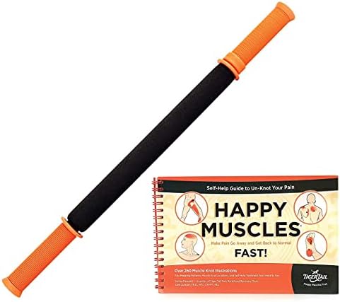 Tiger Tail Bundle: 22in Portable Massage Stick Portable Roller + Happy Muscles Book by TigerTailUSA