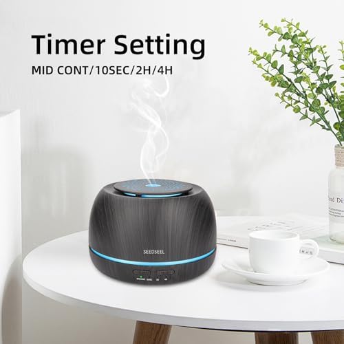 SEEDSEEL 300ML Essential Oil Diffuser,Ultrasonic Aromatherapy Diffuser, 7-Color Gradient Lights, Remote Control, 8 Hours Run Time, Suitable for Home,Office - Image 3