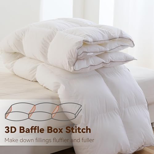SNOWMAN Premium Down Comforter Queen Size, White Winter Duvet Insert - Image 3