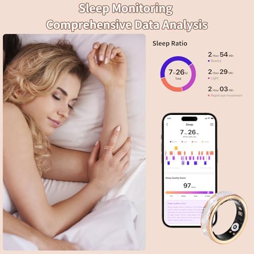 Smart Ring for Women-Men,Tracks Heart Rate, Sleep, SpO2, HRV. 128 Sports Modes, IP68 Waterproof, Gesture Control, No Subscription, iOS & Android Compatible (7) - Image 6