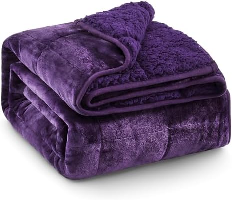 Ultra Soft Sherpa Weighted Blanket for Adults, 48"x72" 15lbs Heavy Blankets by EazfyPro