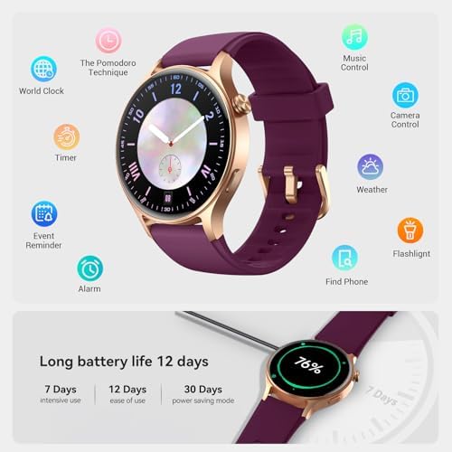 Fitpolo Smart Watch for Women,1.3" AMOLED Touchscreen Fitness Tracker, Make/Answer Calls, Heart Rate SpO2 Monitor,3ATM Waterproof,Sleep Activity Tracking Smartwatch for Android Phones iPhone (Purple) - Image 6
