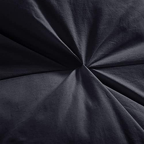 Luxurious All-Season Goose Down Feather Fiber Comforter Queen Size Duvet Insert, Exquisite Black Pinch Pleat Design, Premium Baffle Box, 100% Egyptian Cotton Cover, 65 oz. Fill Weight, Black - Image 4
