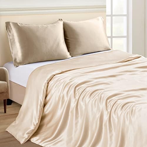 NSGZ Satin Duvet Cover for Weighted Blanket, 60x80, 8 Ties, Khaki - Image 2