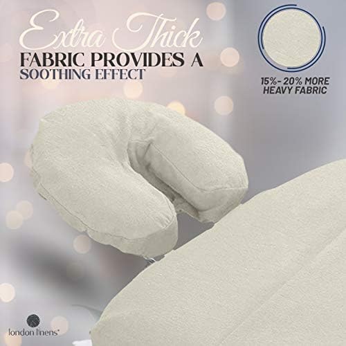London Linens Pack of 4, Premium Extra Thick 100% Cotton Flannel Massage Tables Face Cradle Covers Cozies Fitted - Includes 4 pcs (Natural) - Image 3