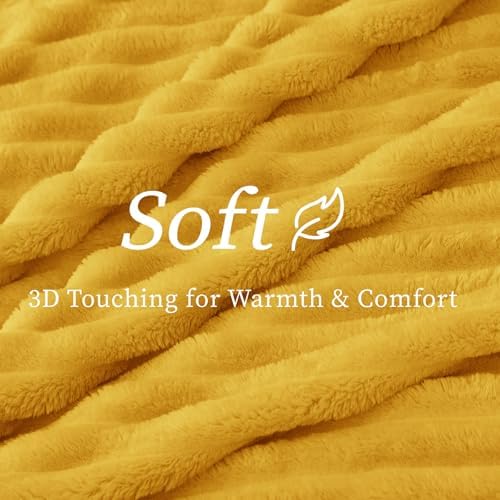 BEDELITE Ribbed Twin Blanket for Couch & Bed, Light Yellow, 60"x80" - Image 4