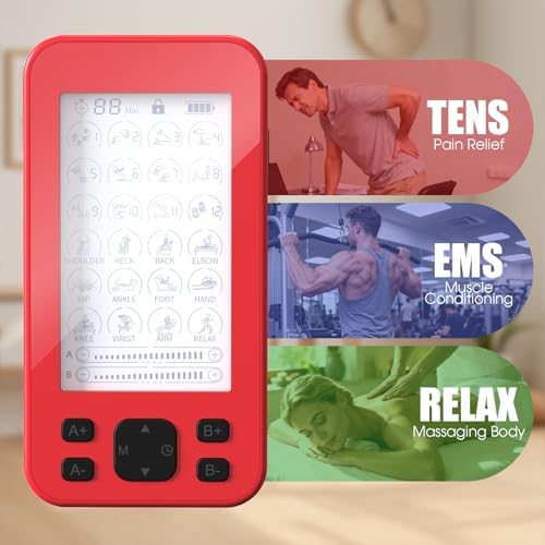 TENS Unit Muscle Stimulator, 3-in-1 TENS & EMS Stimulator Machine with 24 Modes & 20 Levels, Rechargeable EMS Massager for Neck, Shoulder, Sciatica & Back Pain Relief with 12 Pads, EVA Case - Image 3