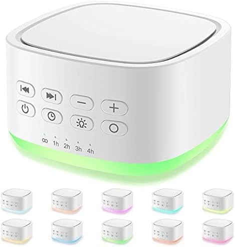 Magicteam White Noise Machine 10 Colors Lights and 25 Soothing Sounds Sleep Sound Machine with 5 Timers with Memory Feature Portable Sound Machine for Baby Adults. (White) by Magicteam