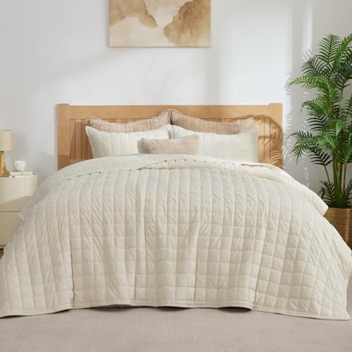 BEDELITE Velvet Quilt Set Cal King, Luxury Velvet Comforter Bedding by BEDELITE