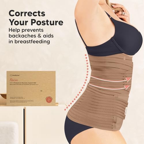 3 in 1 Postpartum Belly Support Recovery Wrap Band (Warm Tan, M/L) - Image 5