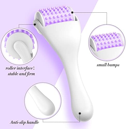 Tondiamo 2 Pcs Muscle Roller Portable Small Silicone Massager Roller Deep Tissue Muscle Massage Stick Cellulite Remover Scar Tissue Massager for Relief Face Neck Arm Back Leg(Purple,Silicone) - Image 2