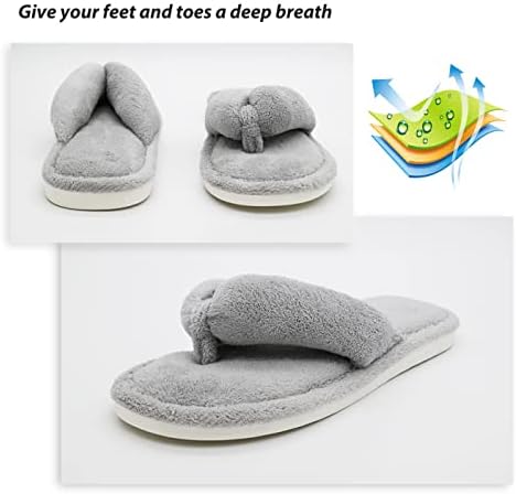 Onmygogo Indoor Slippers for Women Open Toe with Memory Foam, Soft Faux Fur Nonslip House Slippers - Image 4