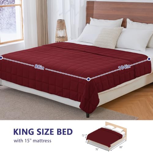 yescool Weighted Blanket for Adults (20 lbs, 88” x 104”, Red) Cooling Heavy Blanket for Sleeping Perfect for 190-210 lbs, Queen Size Breathable Blanket with Premium Glass Bead, Machine Washable - Image 2