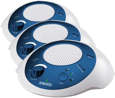 Homedics SoundSleep White Noise Sound Machine,Blue,Small Travel Sound Machine with 6 Relaxing Nature Sounds,Portable-Sound Therapy for Home,Office,Nursery,Auto-Off Timer,by Homedics,(Pack of 3) by Homedics
