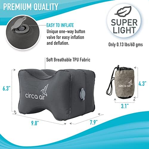 Circa Air Inflatable Knee Pillow for Side Sleepers, Travel Knee Pillow Between Legs for Sleeping, Orthopedic Sciatica Pain Relief Pillow, Leg Pillow for Hip Joints and Thigh Sleep Support - Image 3