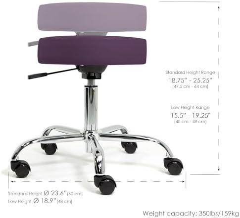 EARTHLITE Pneumatic Massage Salon Drafting Stool - No Leaking (vs. Hydraulic), Adjustable, Rolling, CFC-Free / Medical Spa Facial Chair - Image 2