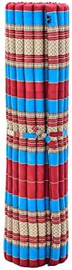 Leewadee - Foldable Floor Mattress - Japanese Roll Up Futon -Trifold Tatami Mat- Guest Floor Bed - Camping Mattress - Thai Massage Mat, Kapok Filled, 75 x 57 inches, Blue Red - Image 4