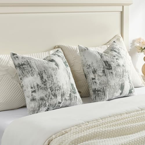 FUTEI Pack of 2 Faux Cashmere Throw Pillow Covers 20x20 Inch, Dark Green White - Image 6
