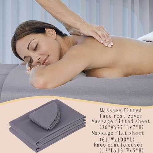 MRJ Microfiber Massage Sheet Set of 3 Pcs,for Massage Tables,Includes Massage Table Cover, Massage Fitted Sheet,and Massage Face Rest Cover,Gray - Image 4
