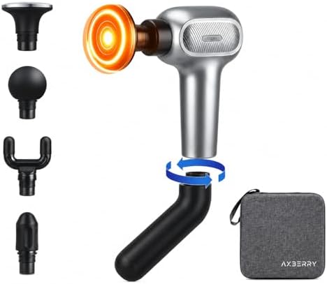 AxBerry Massage Gun, Deep Tissue Percussion Massager with Heat & Detachable Extension Handle, Handheld Muscle Massager for Back, Neck & Shoulders Pain, Portable Massage Gun, Muscle Gun by OfficialStore