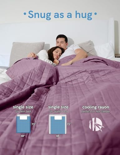YnM Exclusive Cooling Rayon Derived from Bamboo, Smallest Compartments, Bed Blanket for One Person of 190lbs, Ideal for Queen/King Bed (60x80 Inches, 20 Pounds, Fuchsia Purple) - Image 5