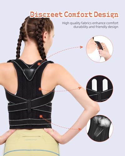 Back Brace Posture Corrector Women Pain Relief, Black, Large - Image 3
