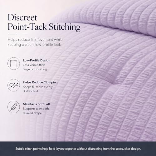 CozyLux King Comforter Set, 7 Pieces Light Purple Seersucker Bed in a Bag - Image 4