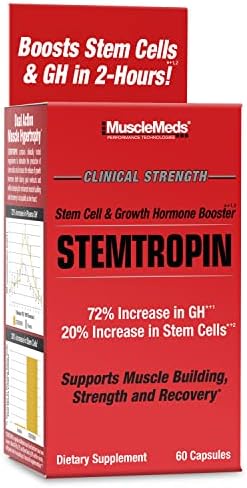 MuscleMeds STEMTROPIN Stem Cell & Growth Factor Booster, Natural Supplement for Performance Enhancement & Anti-Aging, Muscle Building and Recovery, 60 Veggie Capsules by MuscleMeds
