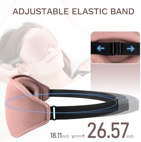 FlyCoco 99% Fully Block Out Light Eye Sleep Mask, 3D Deep Contoured Eyes Cover Zero Pressure, Long Lash Extension Eyes Mask with Adjustable Straps for Sleeping Travel Home Nap Rest Women Men (Rose) - Image 6