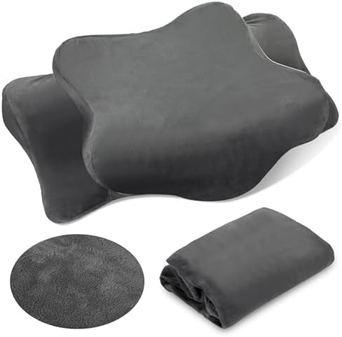 Hahafelt Cervical Neck Pillow Case Plush with Zipper, Dark Gray, Queen Size by Hahafelt