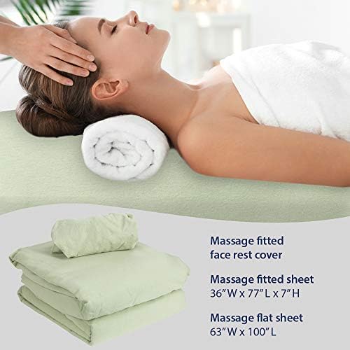 ForPro Premium Flannel 3-Piece Massage Sheet Set, Sage - Image 5