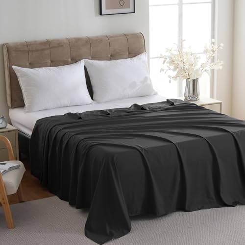 ZPECC Bulk Flat Sheets Only King Size 6 Pack, Easy Sort Top Bed Sheet by Color-Coded Label, Soft Durable Brushed Microfiber Fabric Hotel Airb&bs Essentials for Hosts, 105"x102", Black - Image 2
