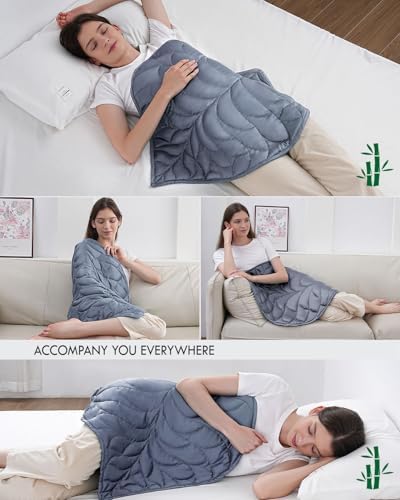 Kaisa Weighted Blanket for Adults(5 lbs, 23"x29"),Weighted Lap Blanket Machine Washable, Small Heavy Blankets with Glass Beads for Home Sleep &Travel,Grey - Image 5