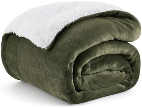 Bedsure GentleSoft Sherpa Fleece Twin Size Blanket for Couch, Non-Heated, Thick and Warm Throw for Women and Men, Soft Fuzzy Plush Twin Blanket for Winter, Olive Green, 60x80 Inches by Unknown
