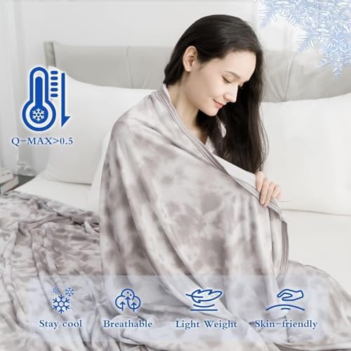 CHOSHOME Cooling Blanket Queen Size, Double Sided Cold Effect Arc-Chill Q-Max>0.5 Cooling Blankets for Hot Sleepers and Night Sweats, Lightweight Cold Breathable Summer Blanket, 90" x 90", Grey - Image 3