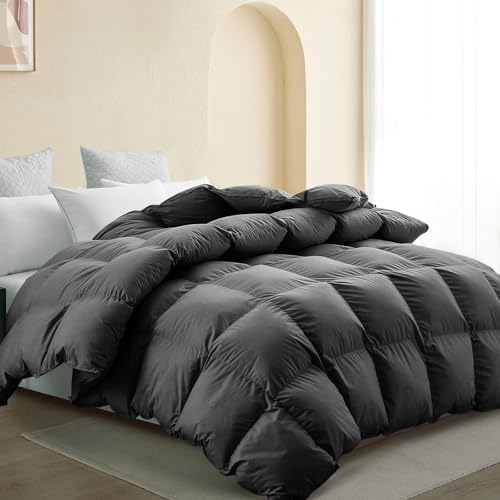 SNOWMAN Premium Down Comforter Queen Size,Dark Grey Duvet Insert All Season by SNOWMAN