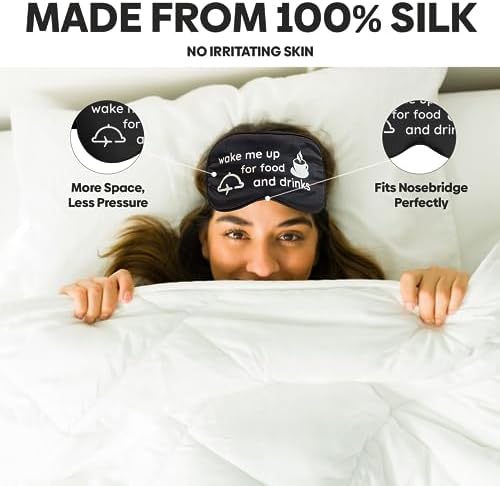 VITYA Charcoal Do Not Disturb/Wake Me Up Double-Sided Silk Sleep Mask for Women/Men | Light Blocking | Soft Breathable Sleep Eye Mask for Traveling on Airplane | Eye Mask with Elastic Strap - Image 7
