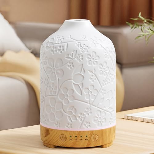 Essential Oil Diffuser Diffuser -Aromatherapy Diffuser for Essential Oils with Timer and 7 Colors LED Light Ultrasonic Diffuser with Auto Shut-Off, Home Office Decor&Gift (Blossom-150ml) by EQUSUPRO