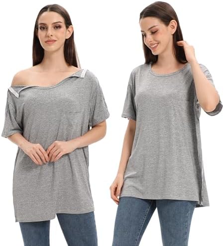 Women Shoulder Surgery Shirts for Women Tear Away Post Surgery Shirt for Men Full Snap Access Recovery Clothing - Image 2