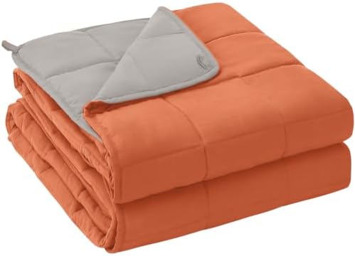 yescool Weighted Blanket for Adults (25 lbs, 60" x 80", Orange) Cooling Heavy Blanket for Sleeping Perfect for 240-260 lbs, Queen Size Breathable Blanket with Premium Glass Bead, Machine Washable by yescool