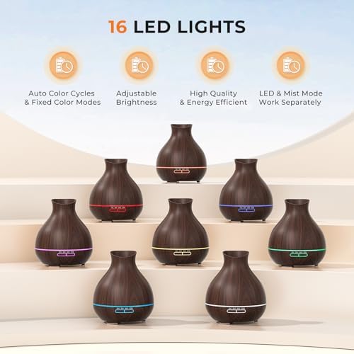 Aromatherapy Essential Oil Diffuser, 550ml Ultrasonic Fragrant Oil Large Room Humidifier, Diffusers for Home with Timer and Waterless Auto-Off, 7 Color LED Lights,Cool Mist Humidifiers - Image 6