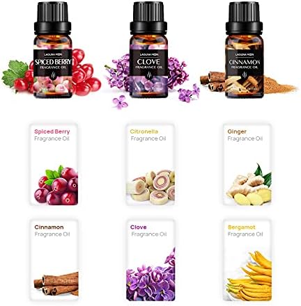 Lagunamoon Fall Essential Oils Set - Spice Fragrance Oils Autumn Gift Set for Diffusers, Home Care, Candle Making Scents, Aromatherapy - Cinnamon, Clove, Citronella, Ginger and Spiced Berries (10mL) - Image 2