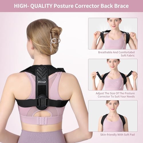 Alsoay Posture Corrector for Women and Men, Back Brace Adjustable Upper Posture Support, Back Support, Comfortable Back Straightener Support for Clavicle Support, and Providing Pain Relief from Neck - Image 3