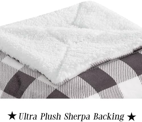 Elegant Comfort Luxury Ultra-Plush Velvet Touch Buffalo Plaid Fleece Throw - Soft, Warm, Cozy Micromink Sherpa-Backing Reversible Blanket for Bed, Sofa and Couch, Buffalo Gray - Image 4